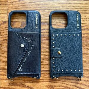 Bandolier Black Leather Phone Case iPhone 15 pro max